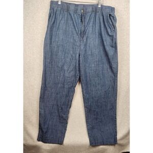 King Size Pants Mens Big Tall  Size 40 XL Blue Denim Elastic Waist